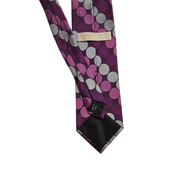 Michael Michael Kors Purple Silver Pink Polka Dot Silk Necktie 3.75” Wide - Picture 5 of 7